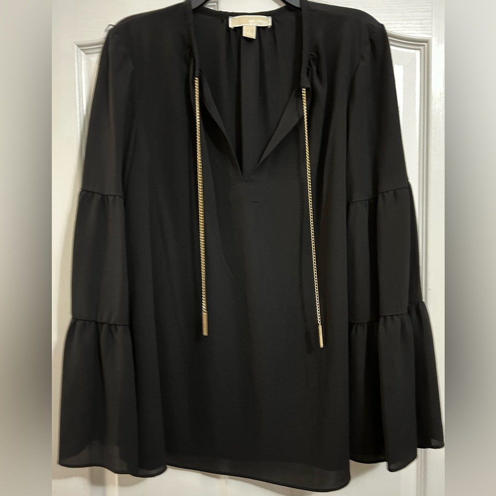Michael Kors Black Blouse with Gold Accents